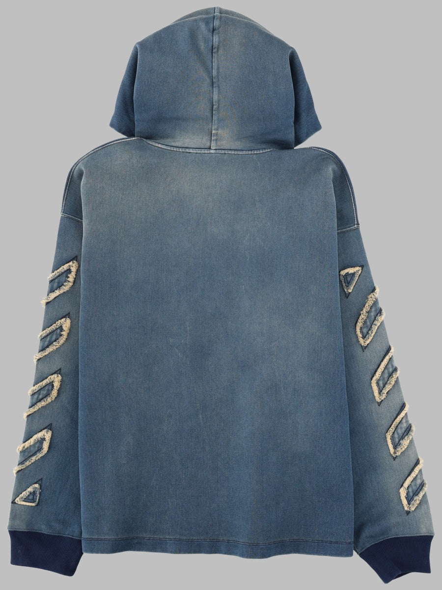 Off-White Men Felpa In Denim Con Dettagli "Diag" OFF-WHITE