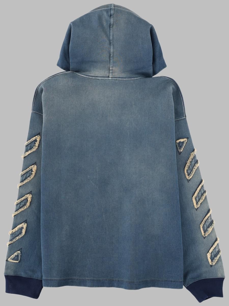 Off-White Men Felpa In Denim Con Dettagli "Diag" OFF-WHITE