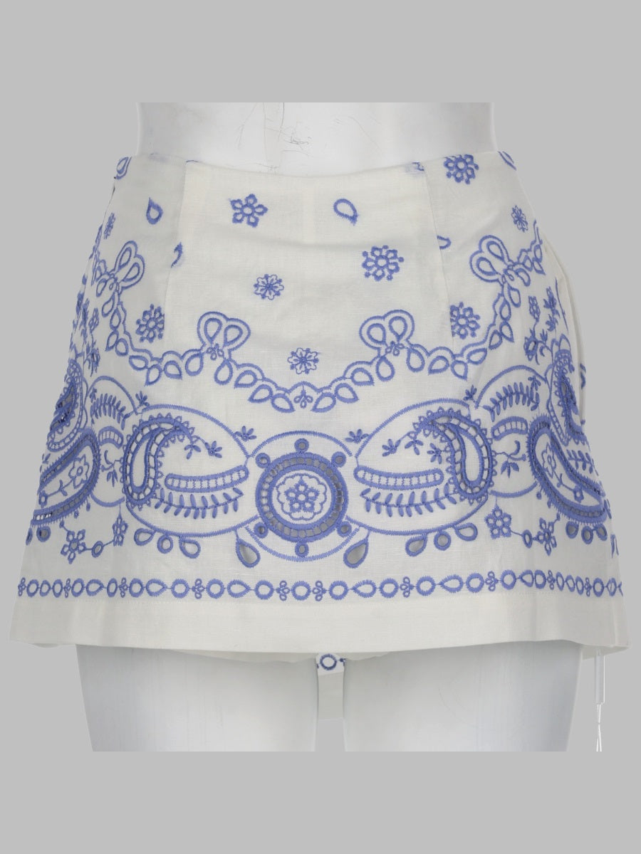 Self-Portrait Women Skort In Lino Con Ricamo SELF-PORTRAIT