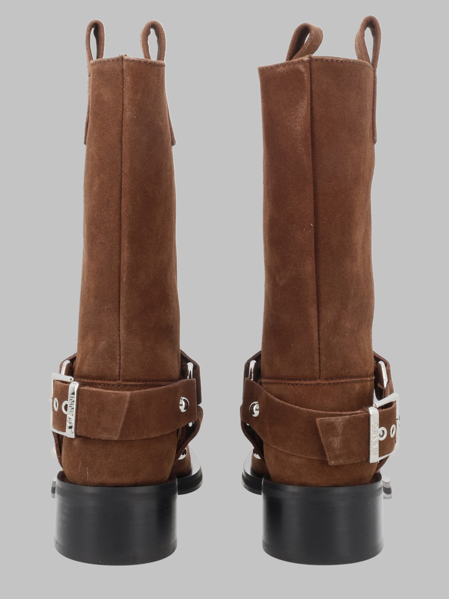 Ganni Women Stivaletto Biker In Suede GANNI