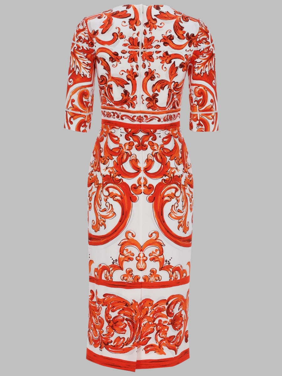 Dolce & Gabbana Women Abito In Charmeuse Stampa Maiolica DOLCE & GABBANA