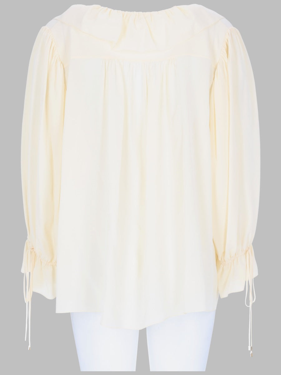 Chloé Women Top Con Volant E Scollo A V In Crêpe De Chine CHLOE