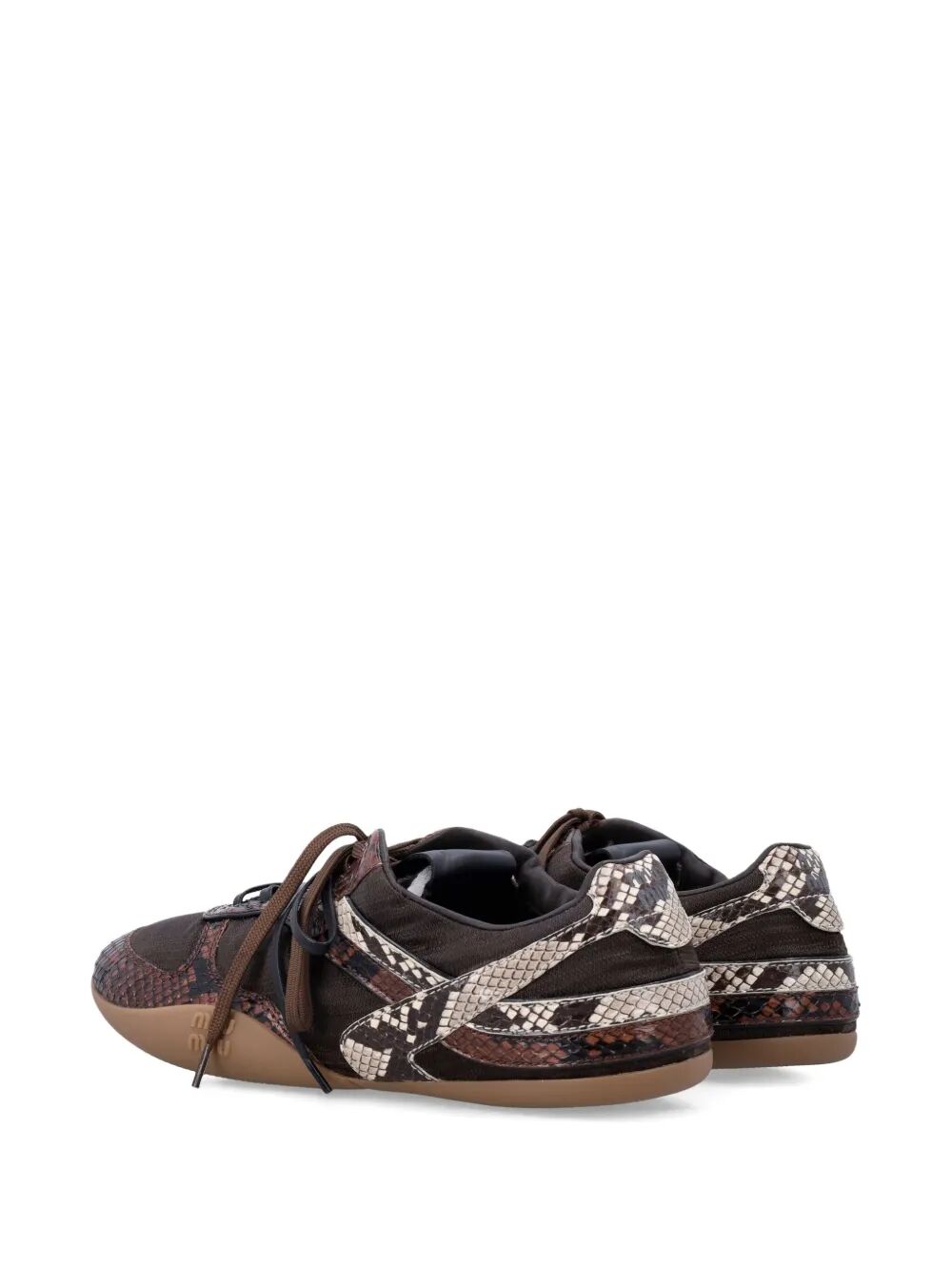 Miu Miu Women Gymnasium Technical Fabric And Python-Print Ayers Leather Sneakers MIU MIU