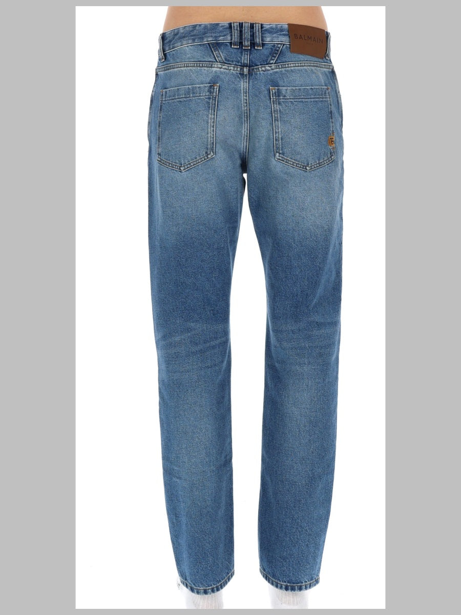 Balmain Men Jeans Dritto In Denim Délavé BALMAIN