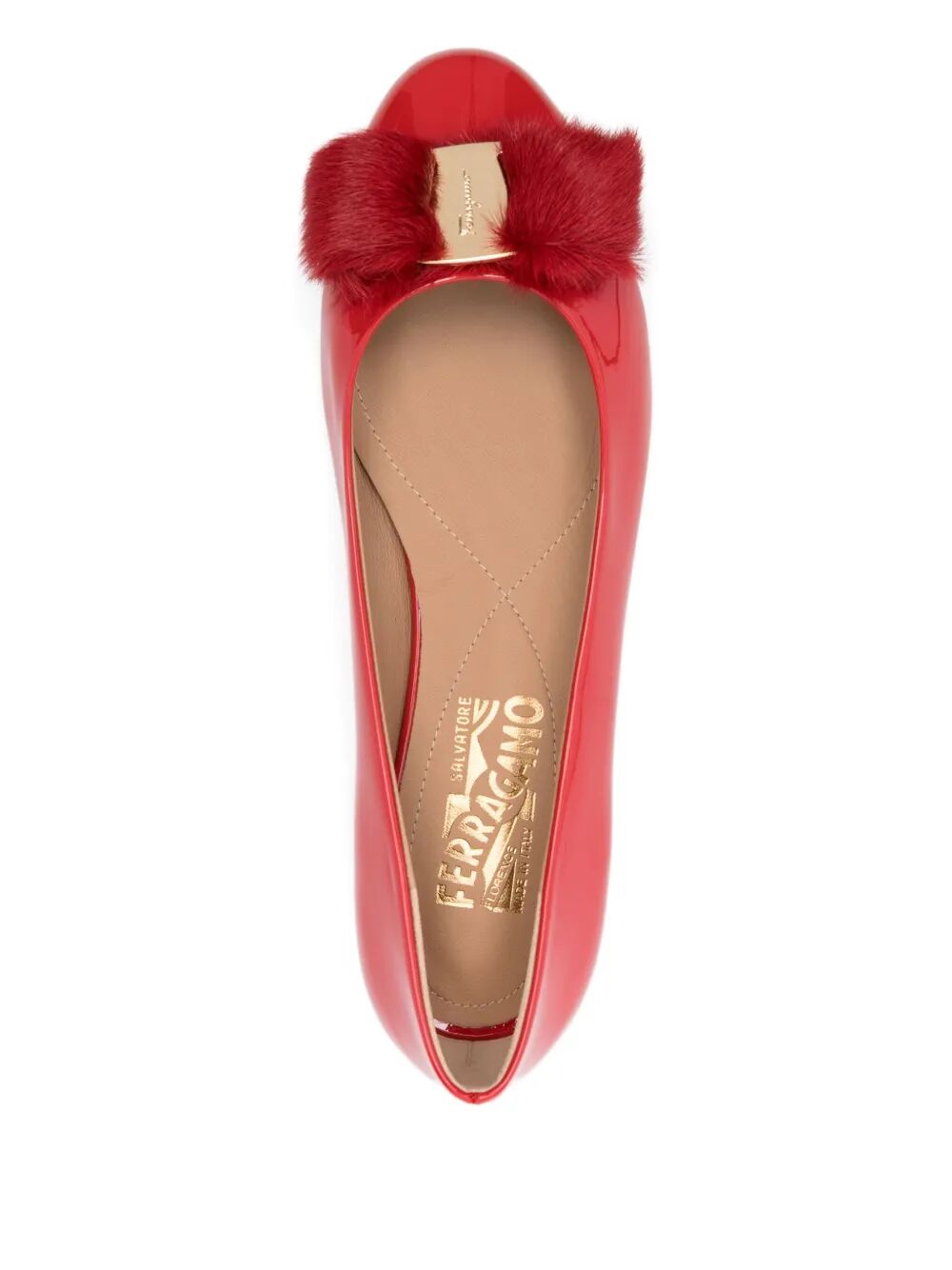 Ferragamo Women Varina Fur Patent Leather Ballet Flats Ballet Flats FERRAGAMO