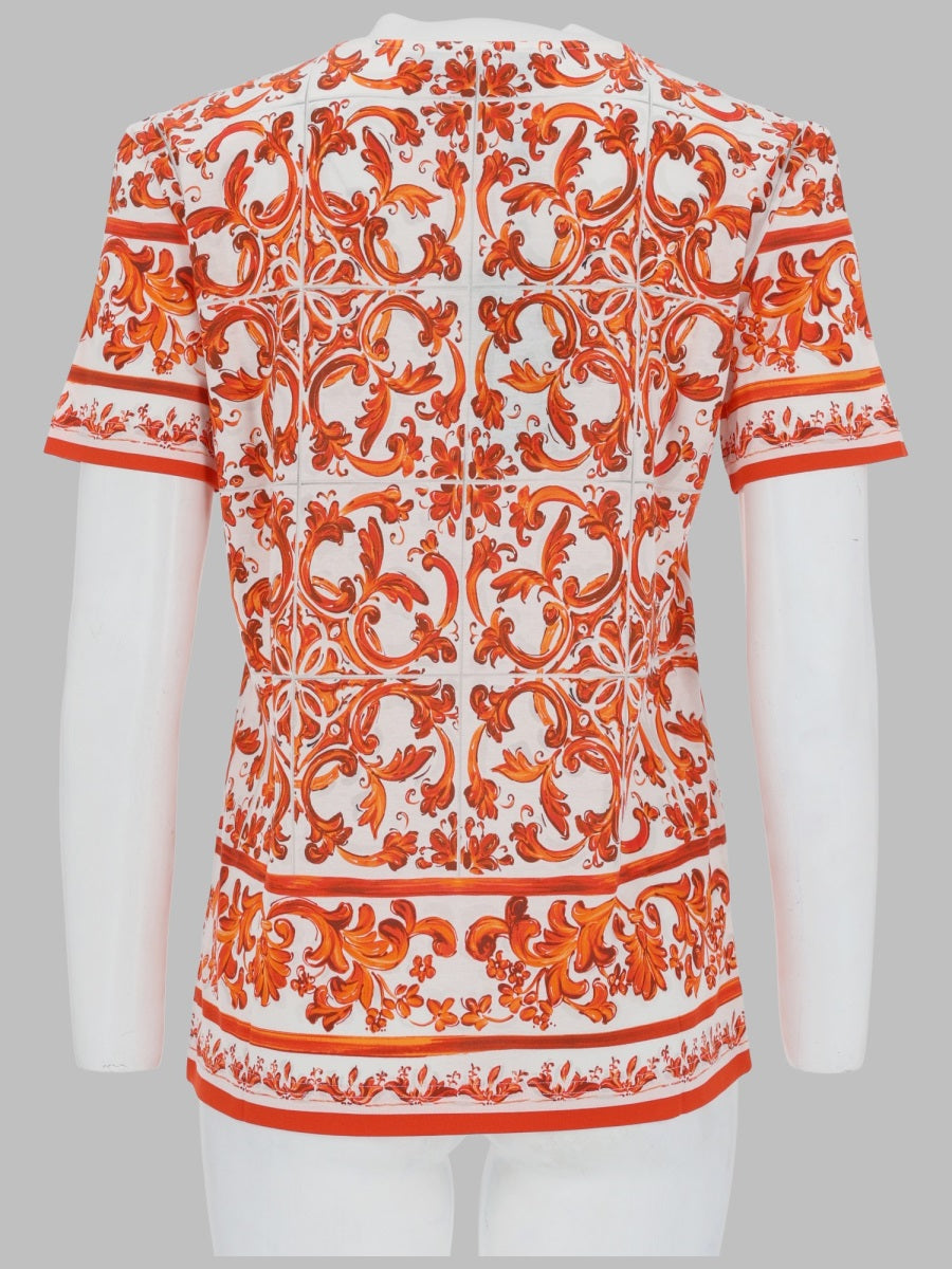 Dolce & Gabbana Women T-Shirt In Jersey Stampa Maiolica DOLCE & GABBANA