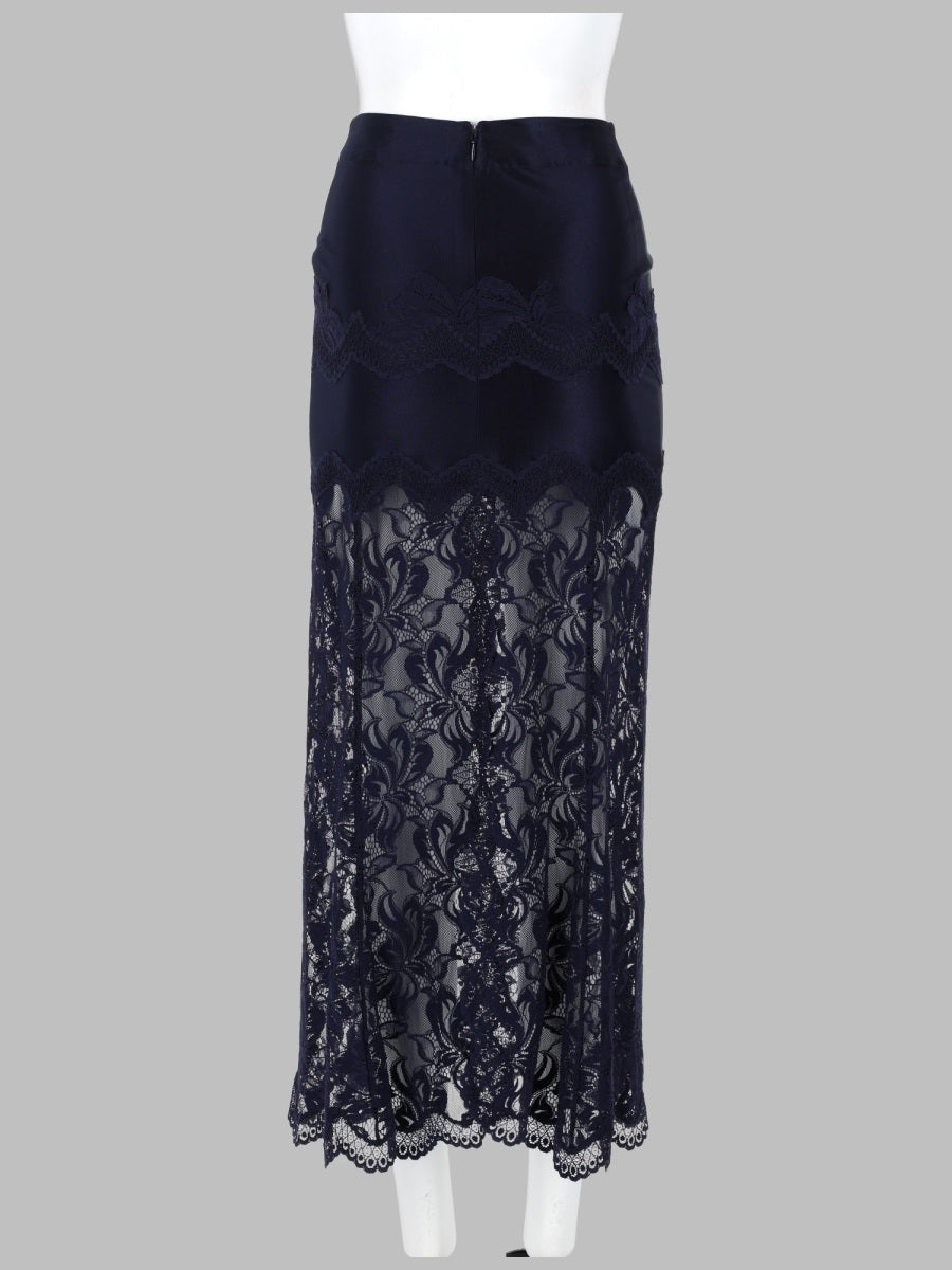 Rabanne Women Gonna Midi In Pizzo E Jersey PACO RABANNE