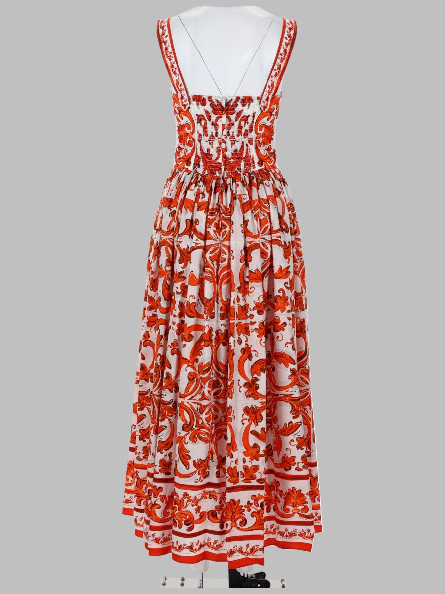 Dolce & Gabbana Women Abito Lungo In Popeline Con Stampa