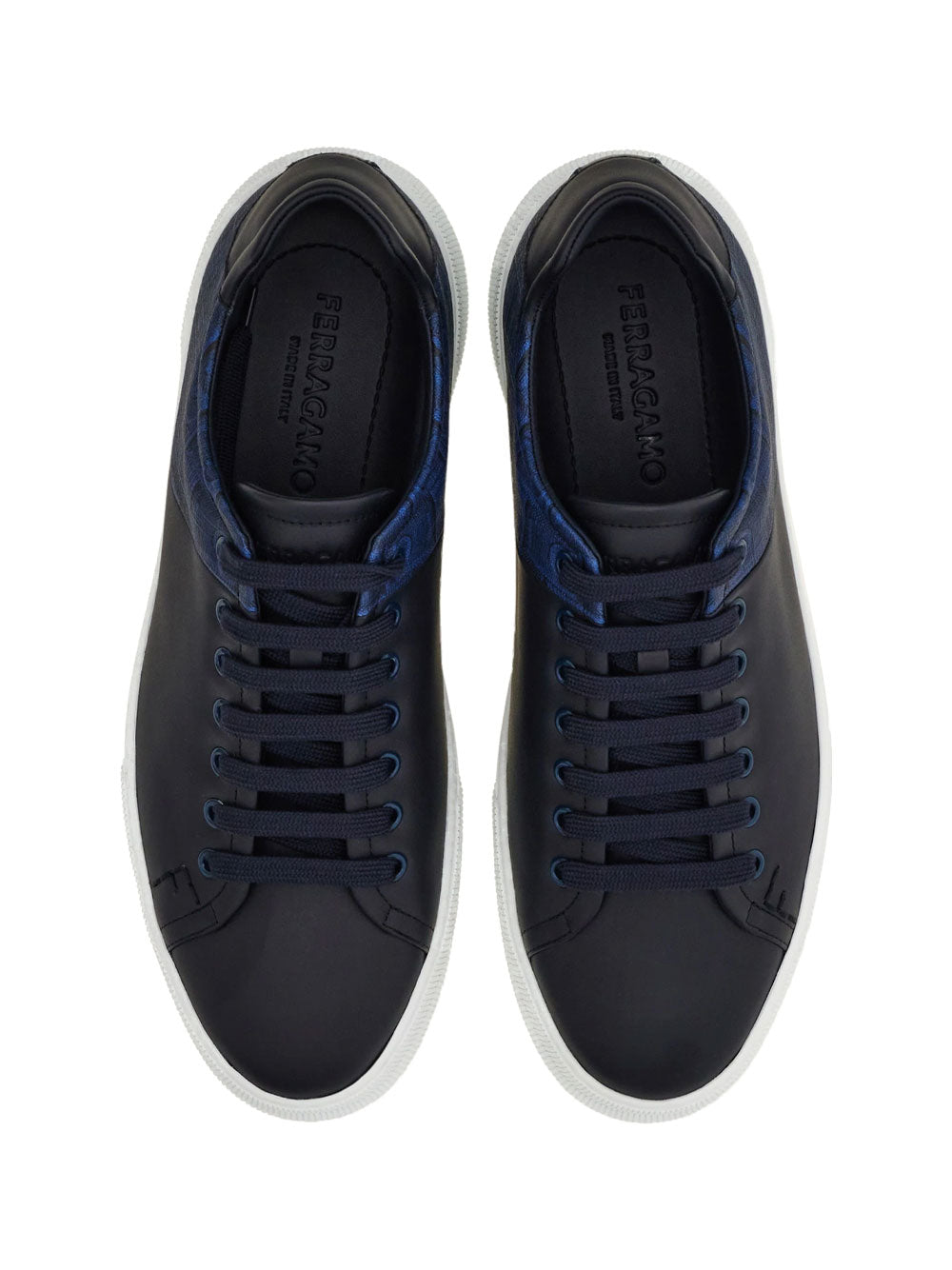 Ferragamo Men Clayton Monogram Jacquard Leather Sneakers FERRAGAMO