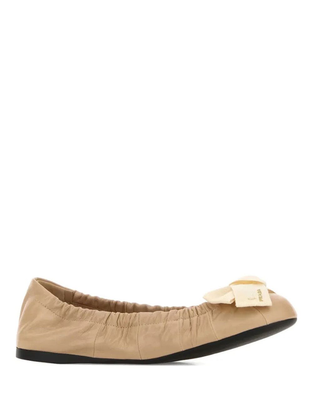Prada Women Bow-Detail Gathered Leather Ballerinas PRADA