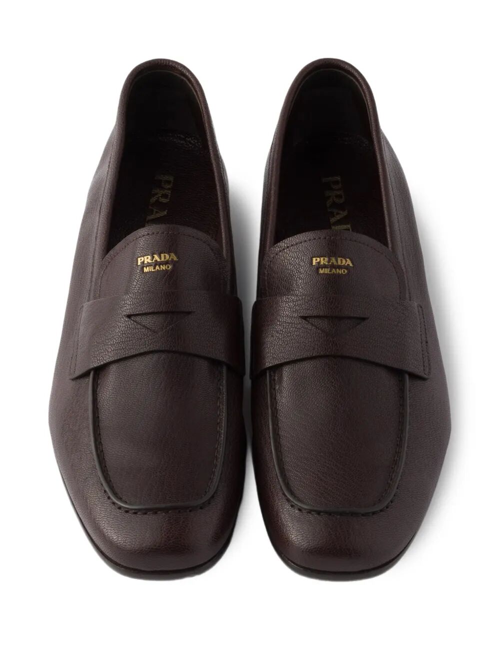 Prada Men Leather Loafers With Band PRADA