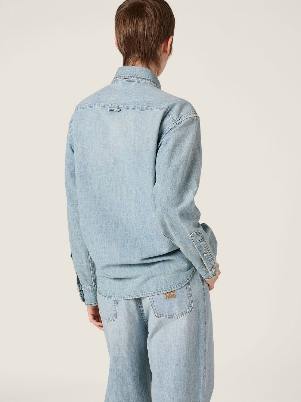 Miu Miu Women Chambray Denim Shirt MIU MIU