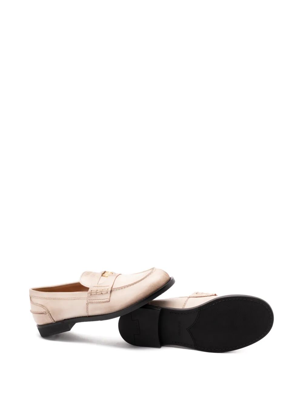 Miu Miu Women Vintage-Effect Leather Penny Loafers MIU MIU