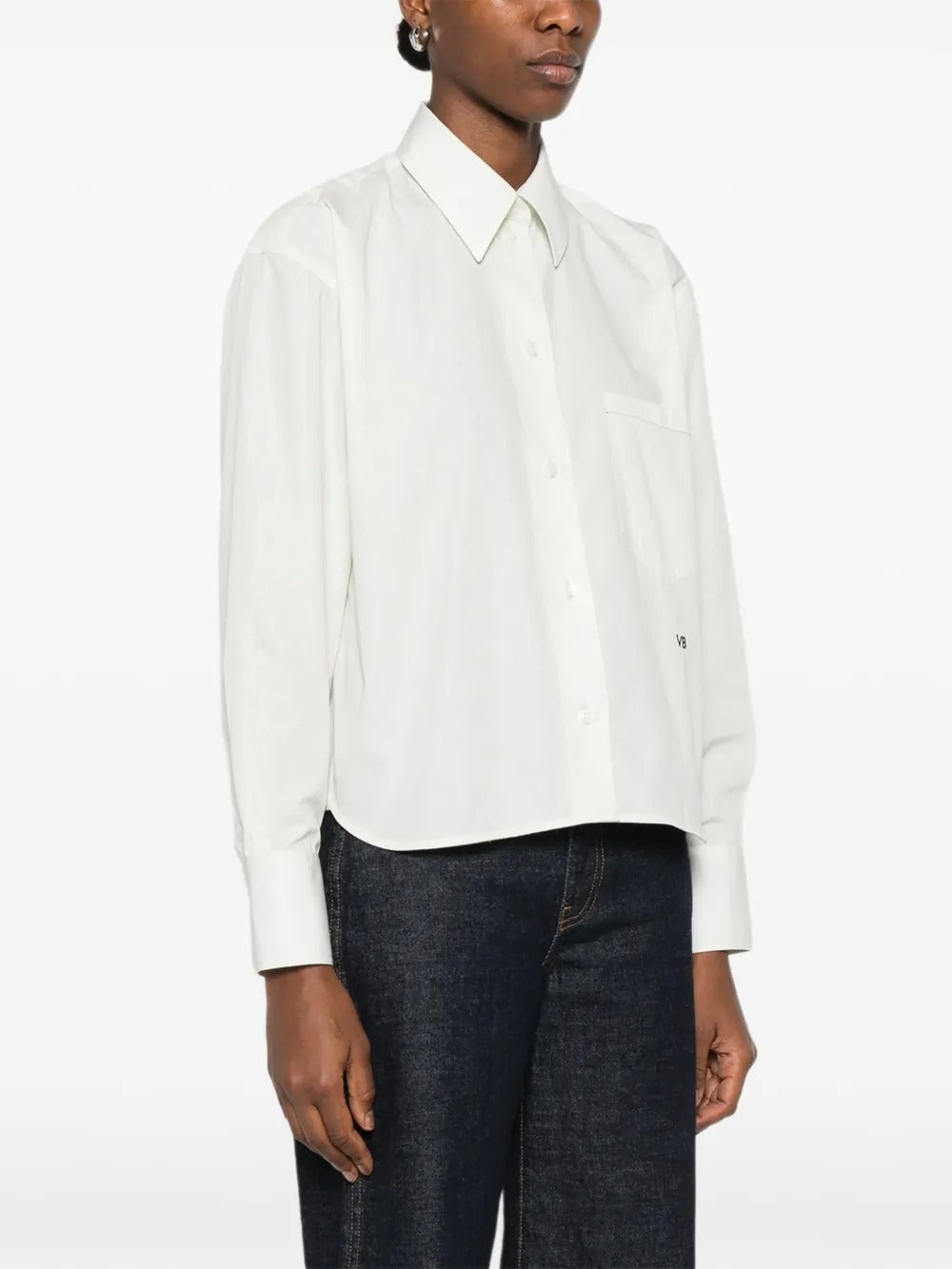 Victoria Beckham Women Vb Embroidery Cropped Shirt VICTORIA BECKHAM