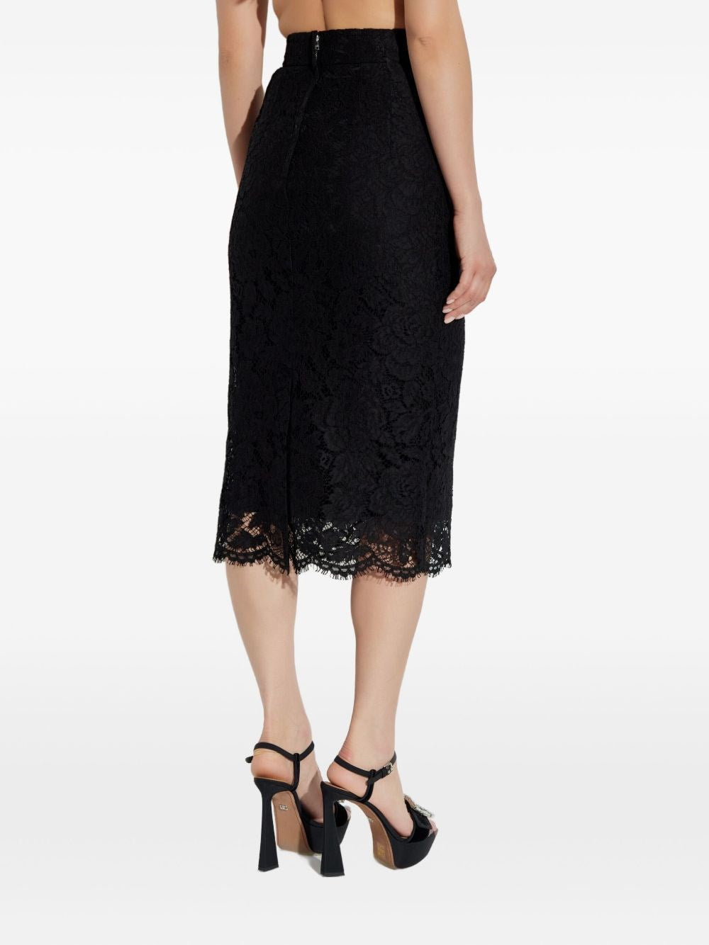 Dolce & Gabbana Women Stretch Lace Midi Skirt DOLCE & GABBANA