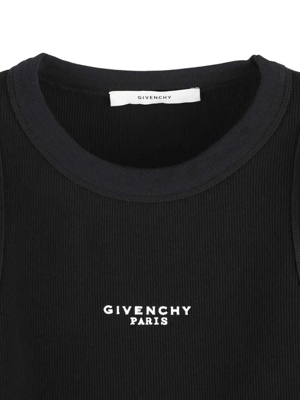 Givenchy Women Cotton Cropped Tank Top With Givenchy Paris Print GIVENCHY