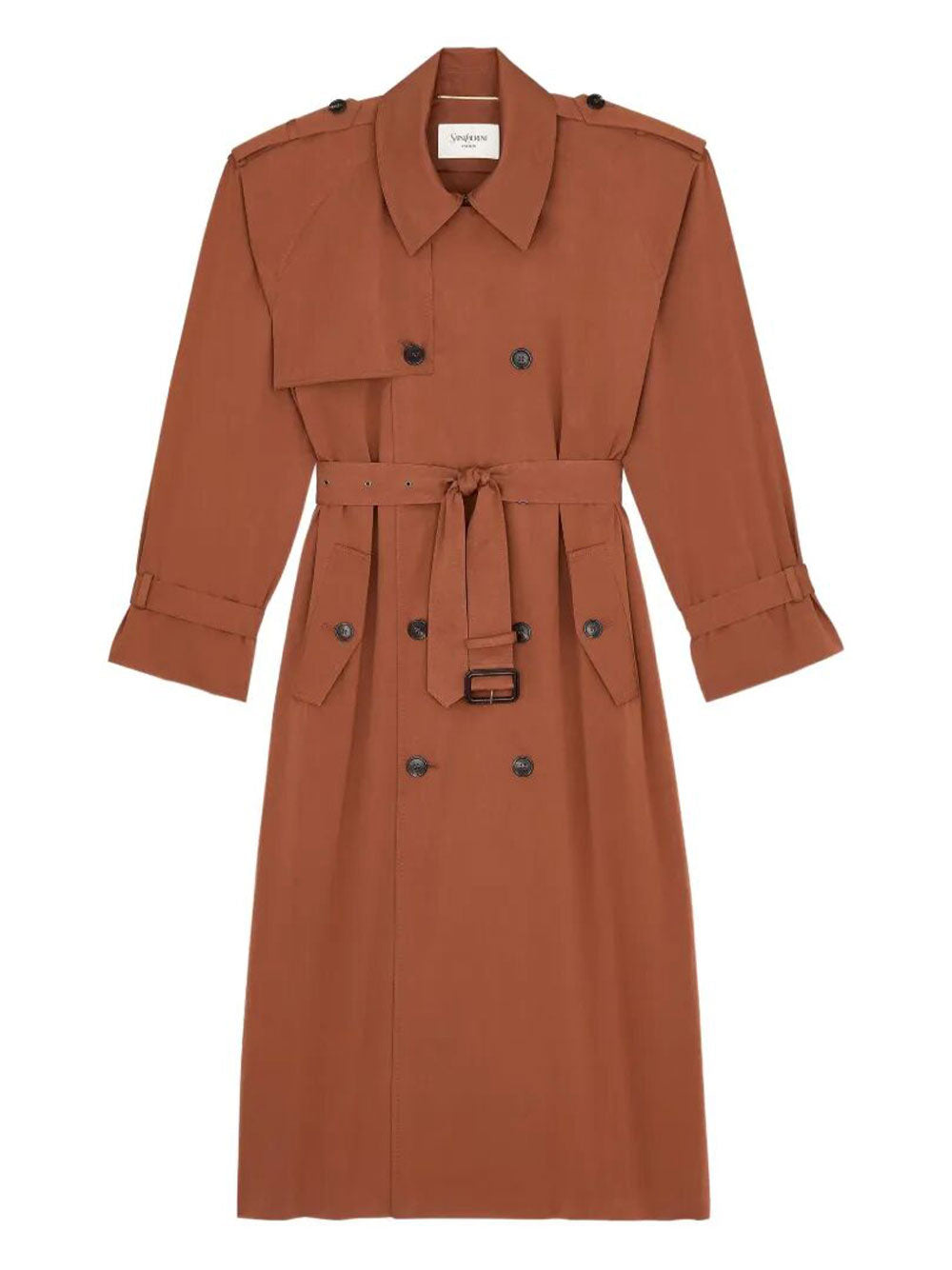 Saint Laurent Women Water-Repellent Cotton And Silk Double-Breasted Trench Coat SAINT LAURENT