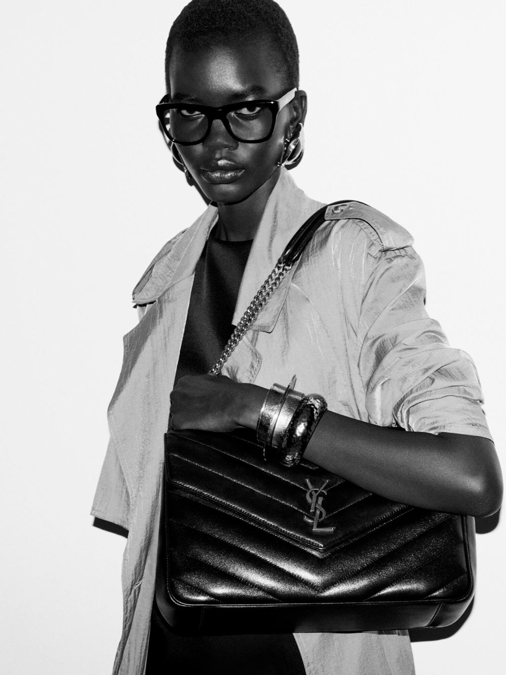 Saint Laurent Women Loulou Large In Matelassé Lambskin