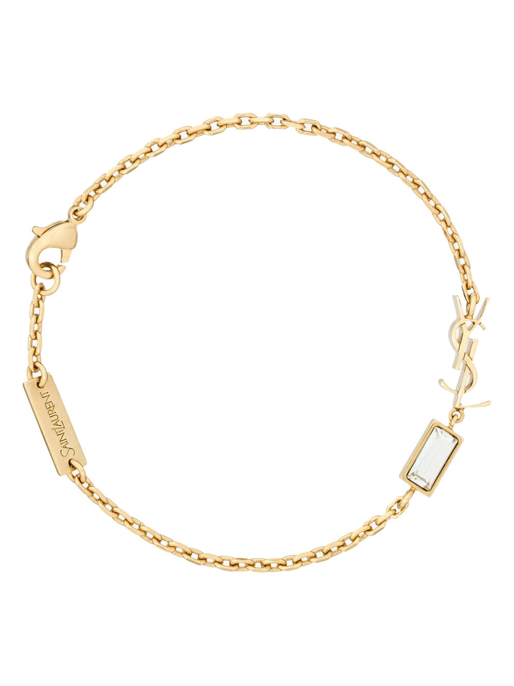 Saint Laurent Women Cassandre Charm Bracelet In Metal And Rhinestone SAINT LAURENT