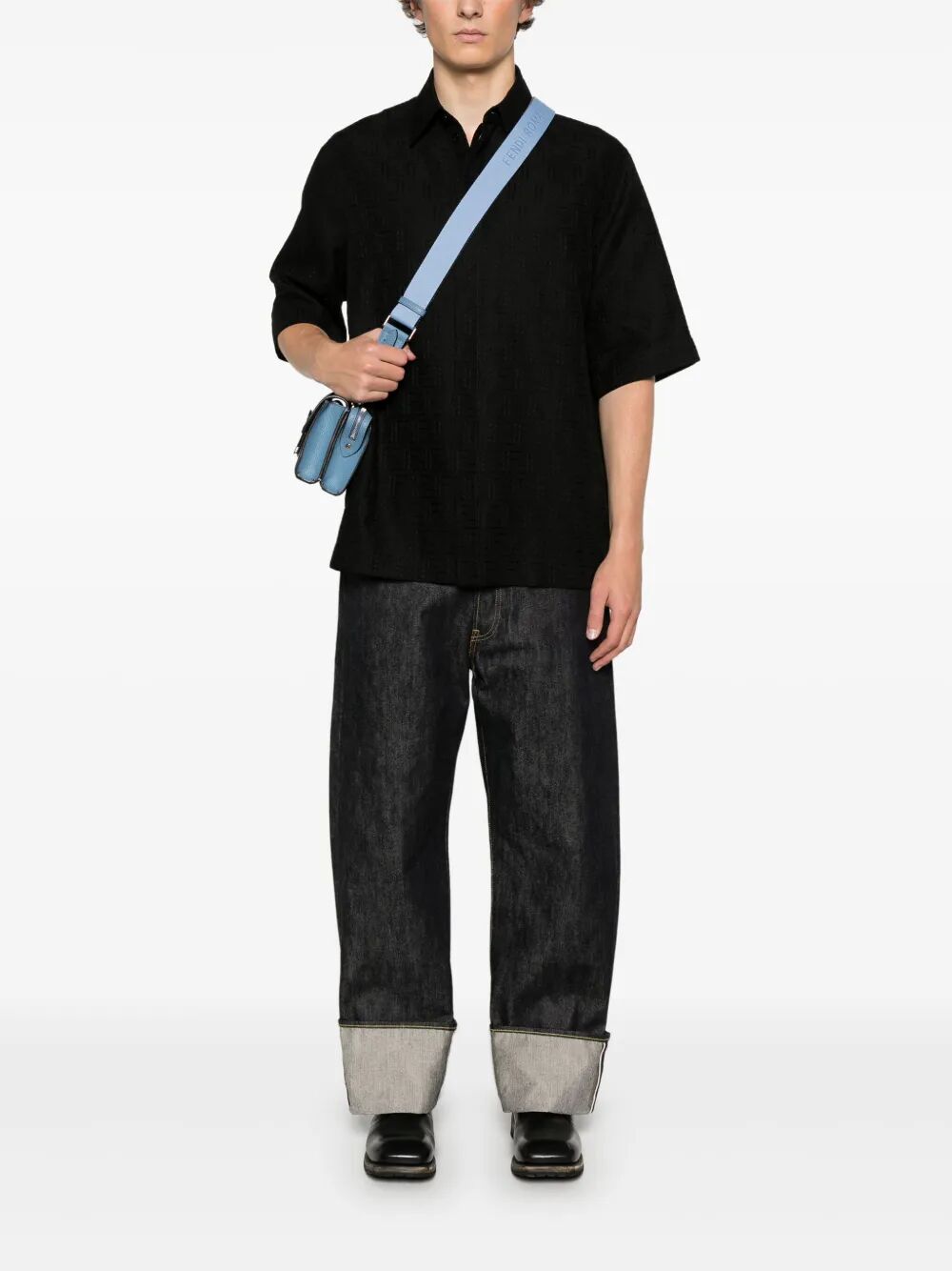 Fendi Men Linen Ff Jacquard Oversize Shirt FENDI