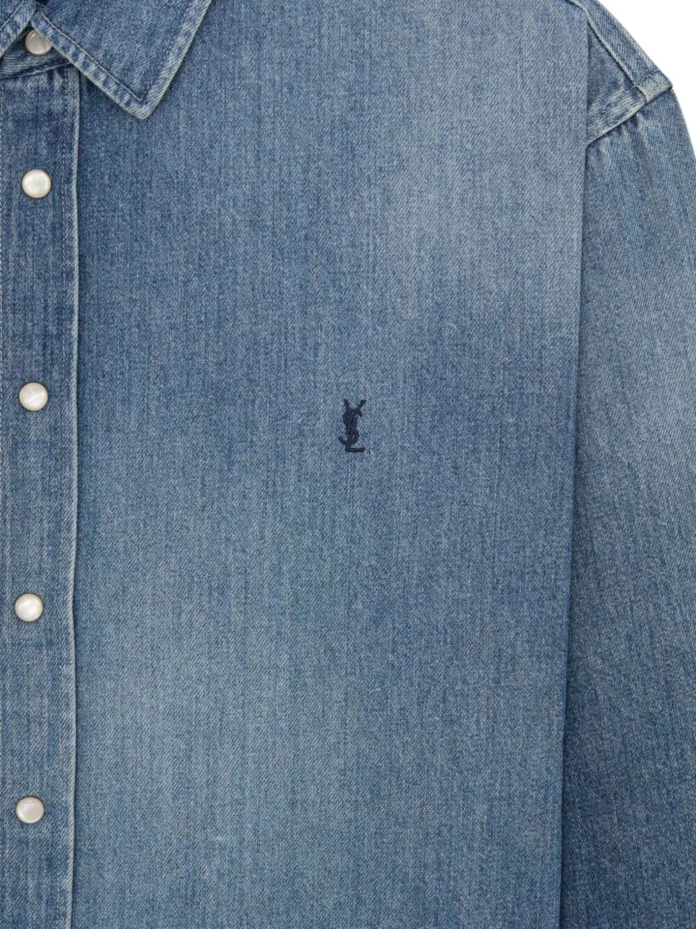 Saint Laurent Men Cassandre Shirt In Denim SAINT LAURENT