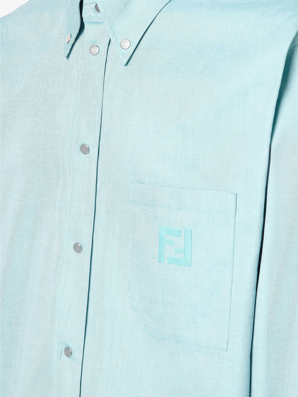 Fendi Men Oxford Cotton Shirt With Ff Embroidery FENDI