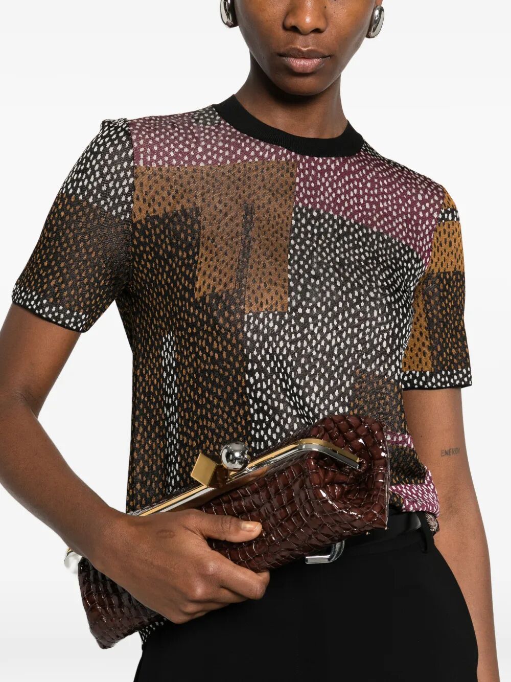Fendi Women Peppered-Motif Short-Sleeved Jumper FENDI