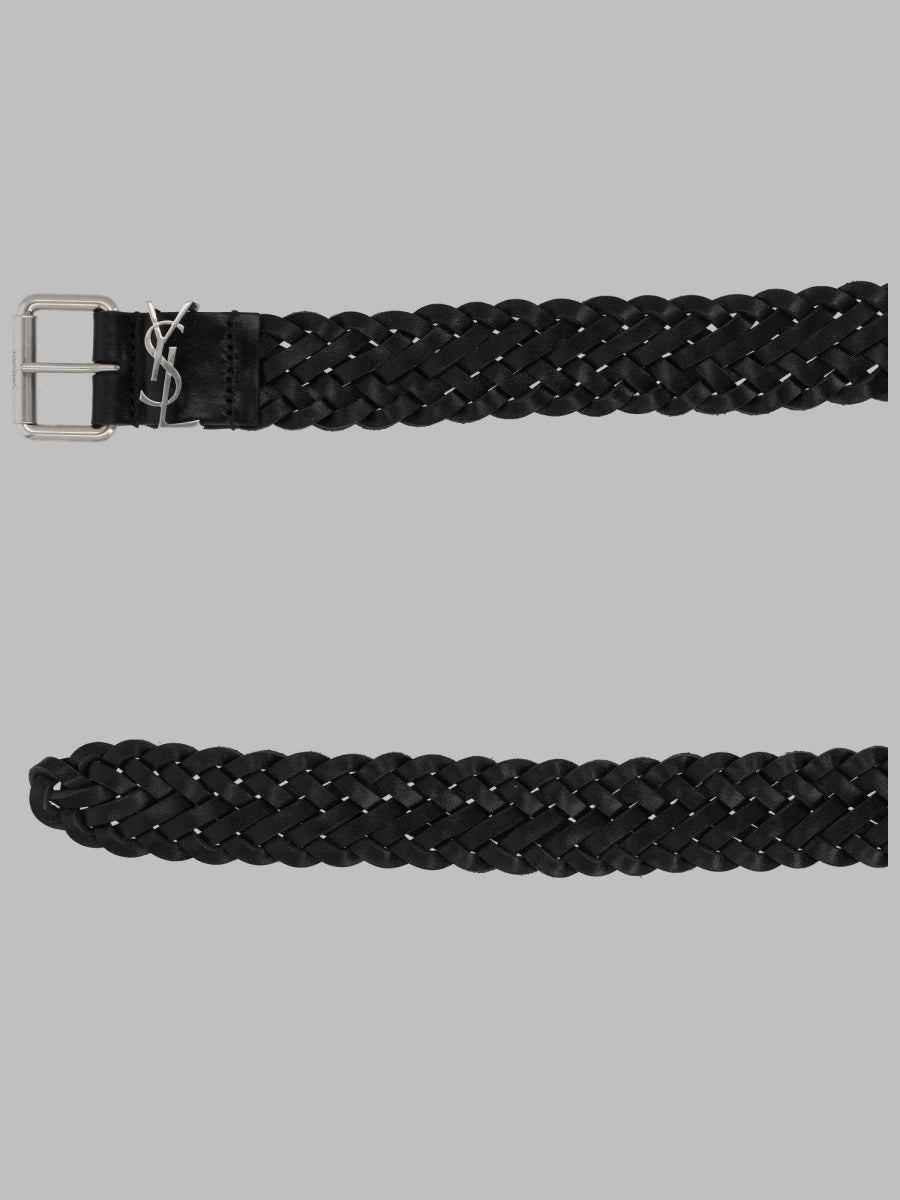 Saint Laurent Men Cintura Cassandre In Pelle Intrecciata SAINT LAURENT