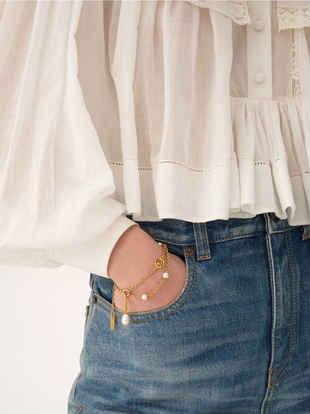 Chloe Women The Chloé Classy Brass And Glass Pearl Bracelet CHLOE