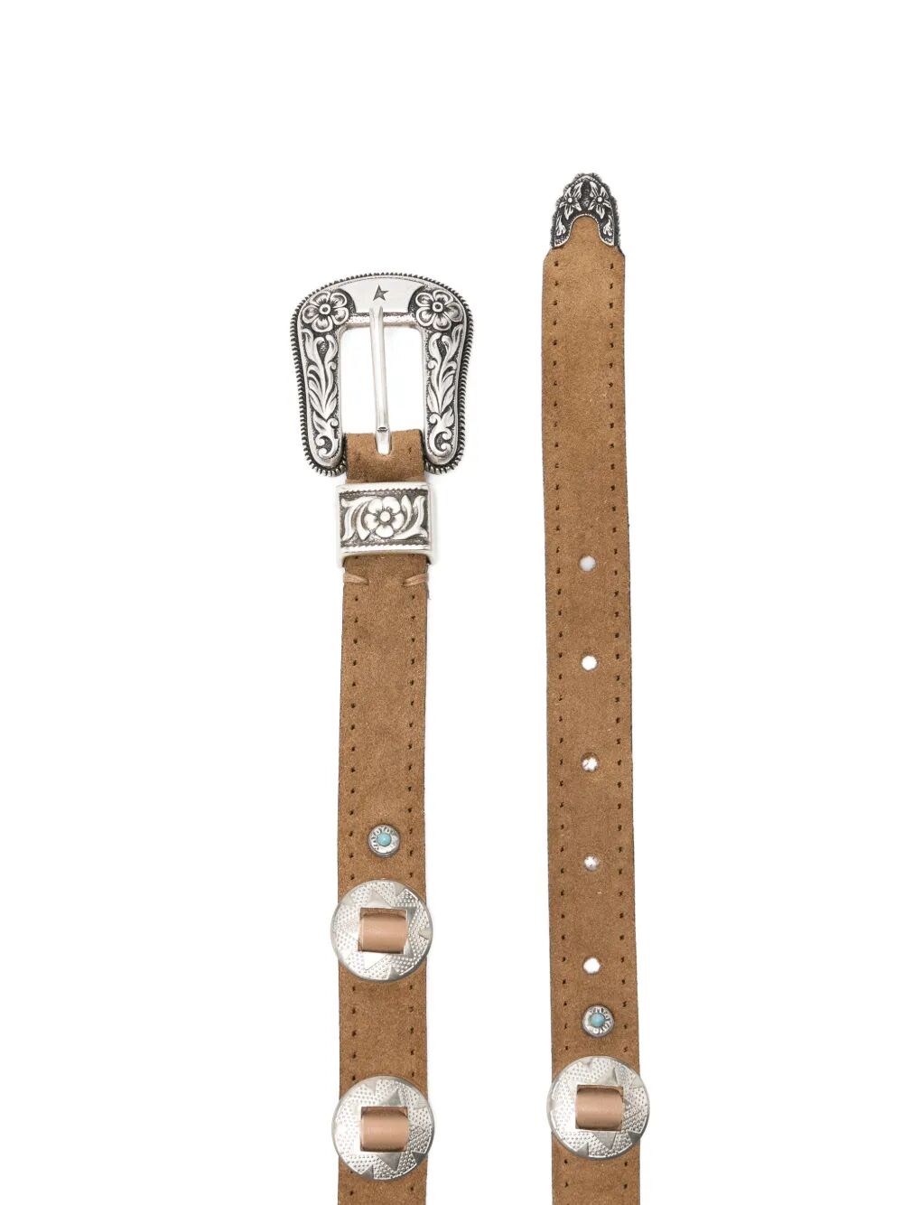 Golden Goose Women Lace Nabuk Thin Belt With Decorative Inlays GOLDEN GOOSE