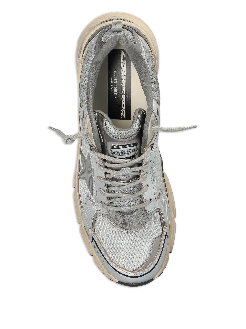Golden Goose Men Lightstar Laminated Leather And Mesh Sneakers GOLDEN GOOSE