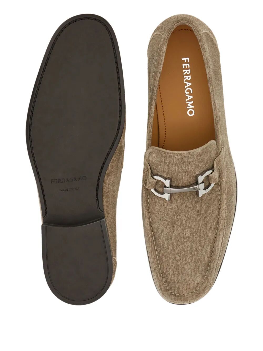 Ferragamo Men Grandioso2 Suede Loafers With Gancini Buckle FERRAGAMO