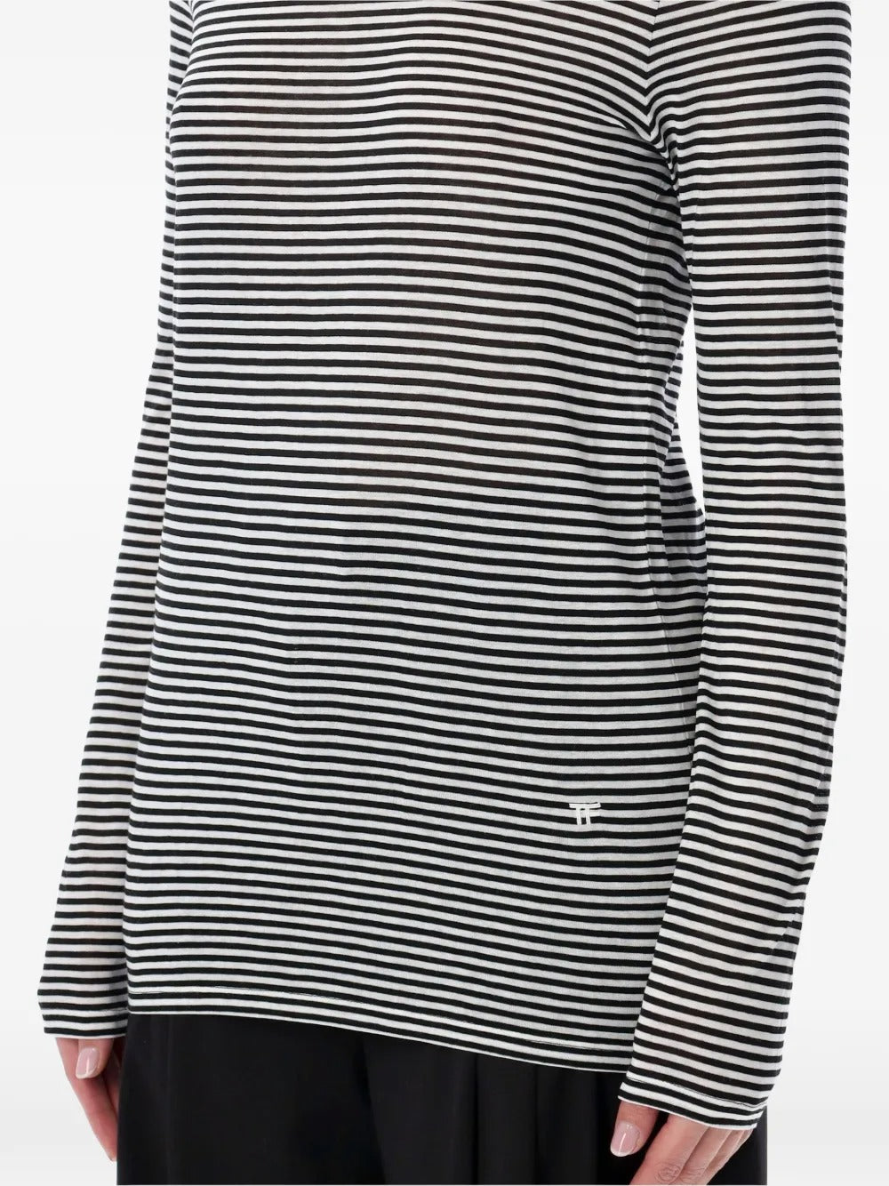Tom Ford Women Long-Sleeved Striped T-Shirt With Tonal Tf Embroidered Logo TOM FORD
