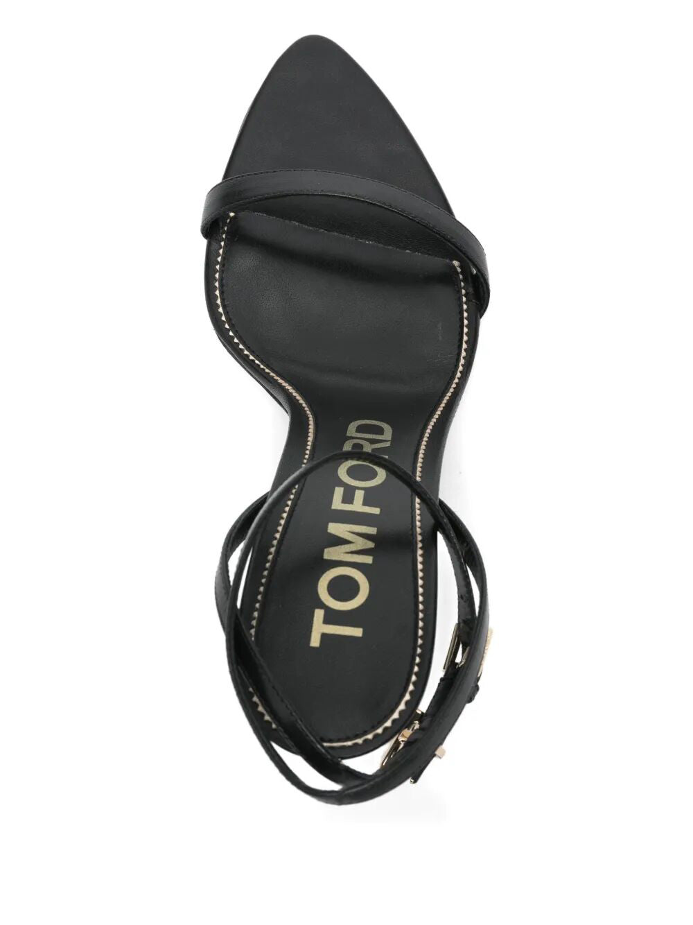 Tom Ford Women Shiny Leather Padlock Pointy Naked Sandals 85 TOM FORD