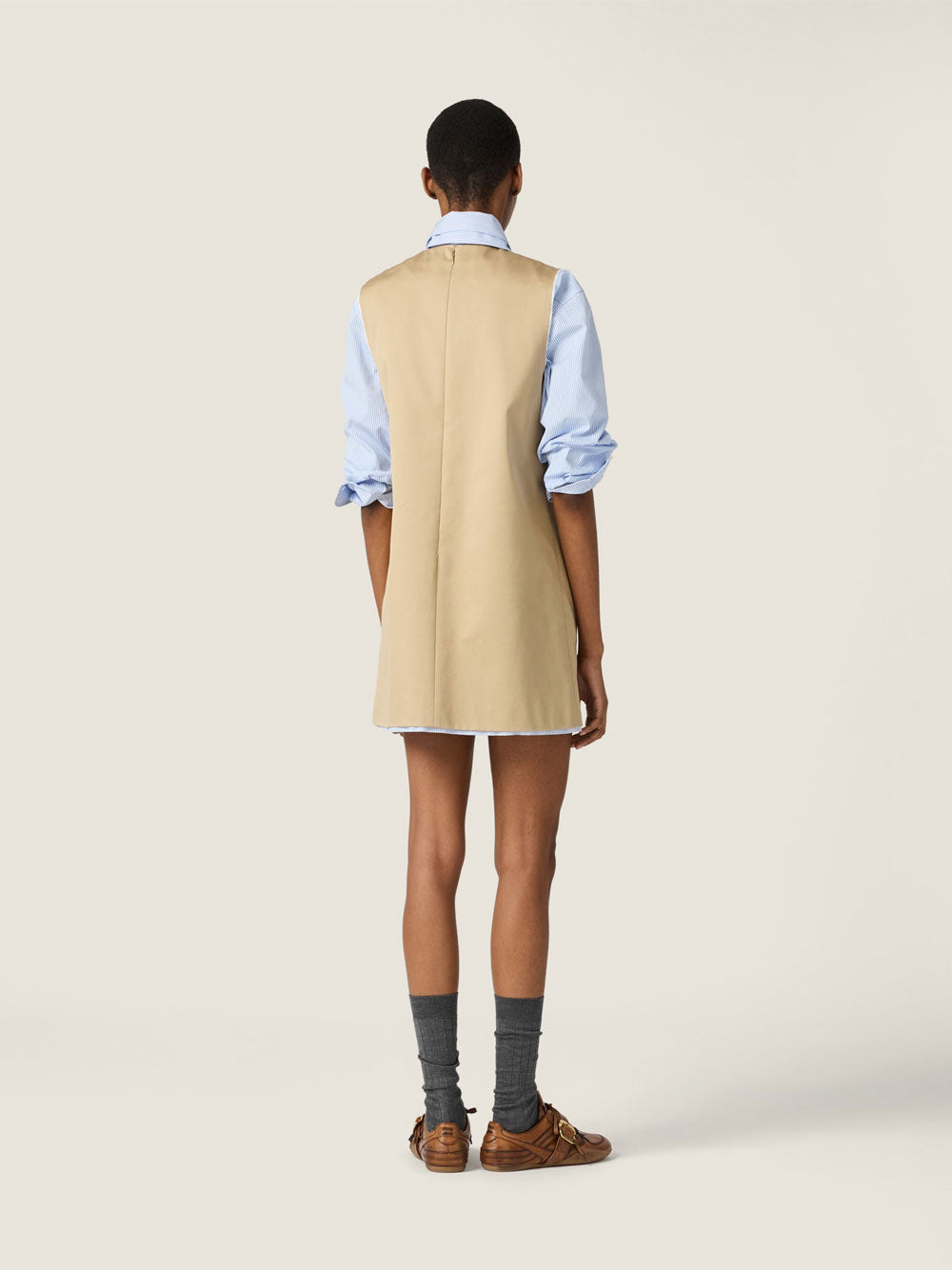 Miu Miu Women Chino Dress With Checked Poplin Details MIU MIU