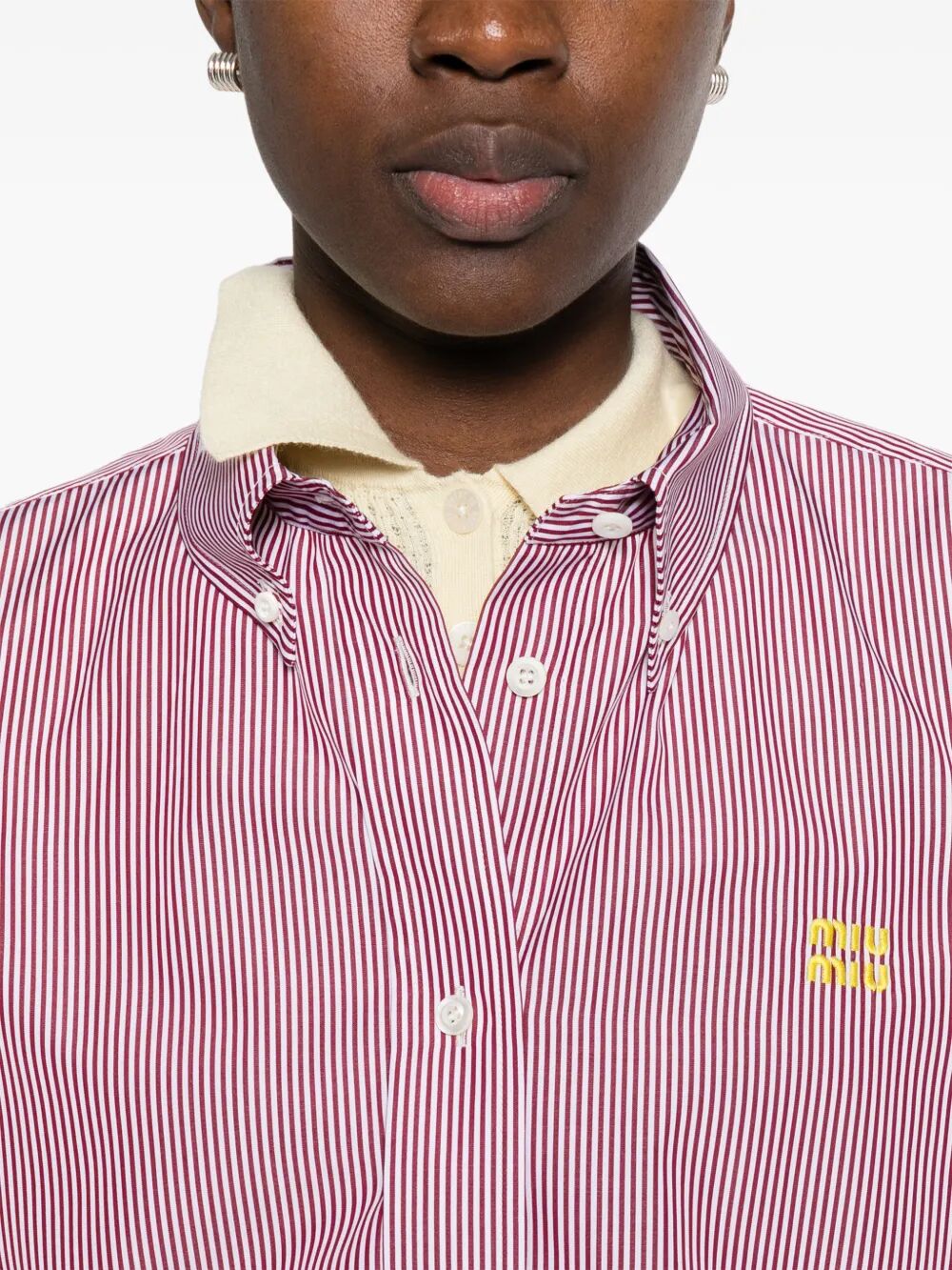 Miu Miu Women Vertical Stripe Cotton Shirt MIU MIU