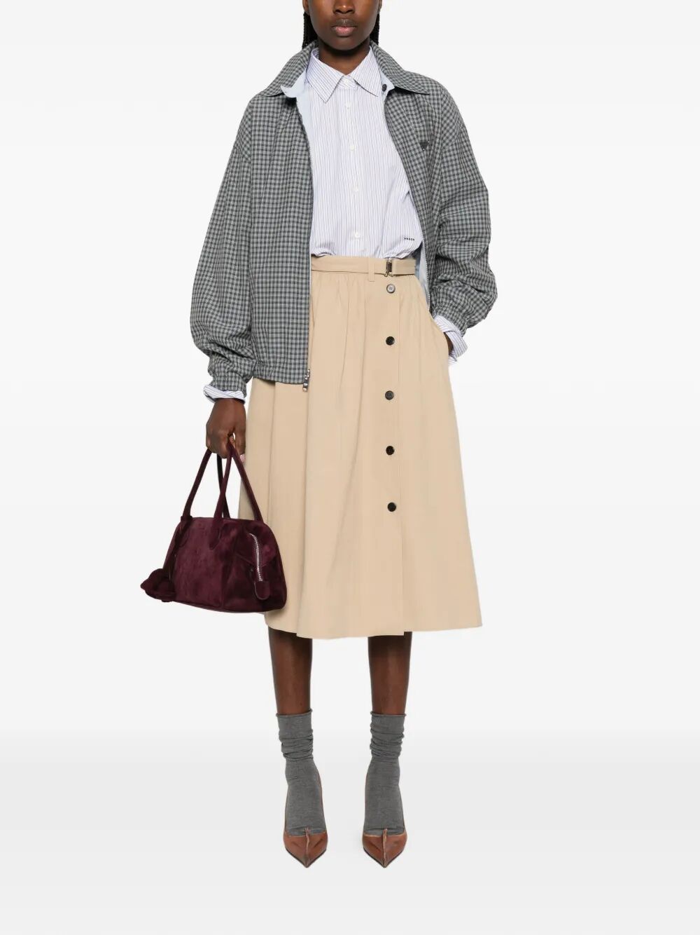 Prada Women Double-Stripe Cotton Poplin Shirt PRADA