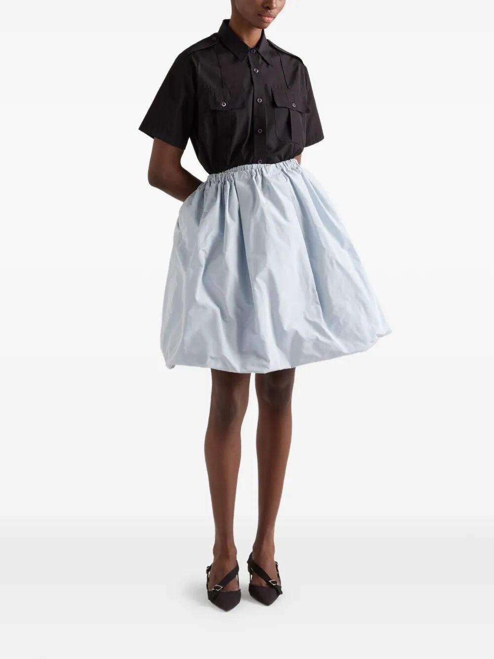 Prada Women Short-Sleeved Poplin Utility Shirt PRADA