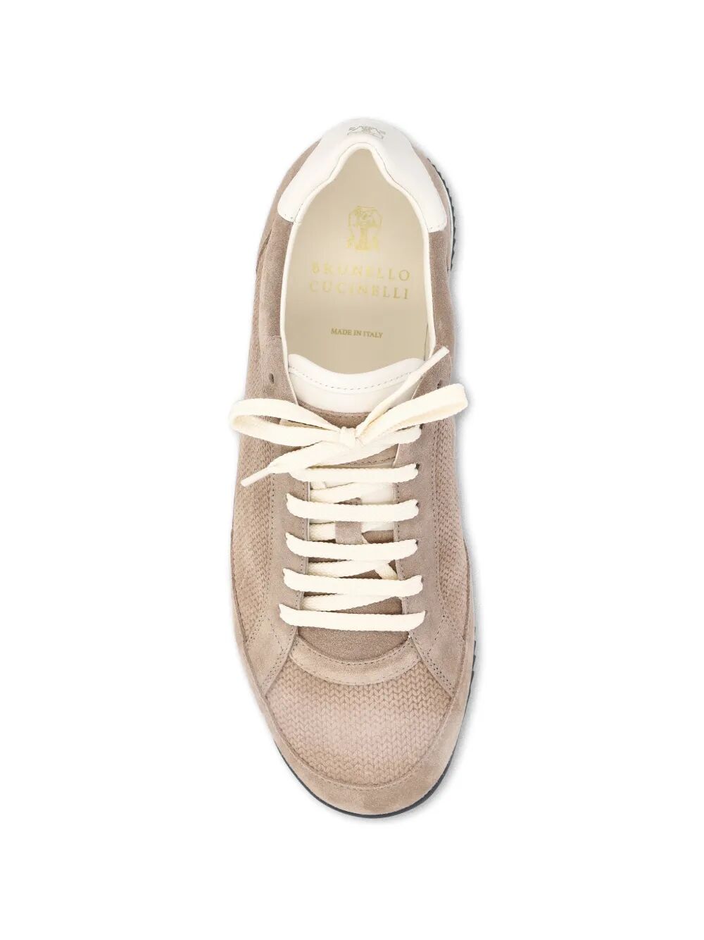 Brunello Cucinelli Men Suede Sneakers With Leather Inserts