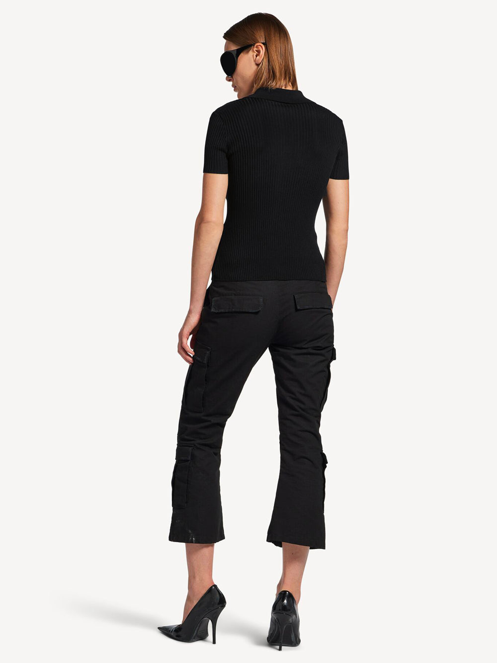 Balenciaga Women Short Sleeved Ribbed Viscose And Cotton Knit Top BALENCIAGA