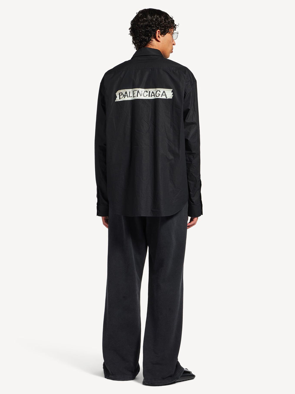 Balenciaga Men Masking Tape Large Fit Poplin Shirt BALENCIAGA