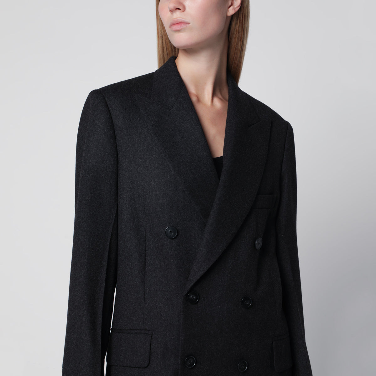 Victoria Beckham Dark Grey Double-Breasted Wool Jacket Women VICTORIA BECKHAM