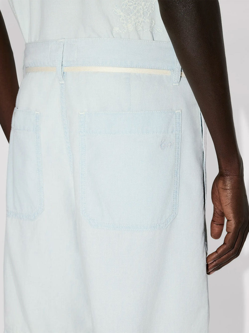 Kenzo Men Straight Shorts In Stone Bleach Chambray KENZO