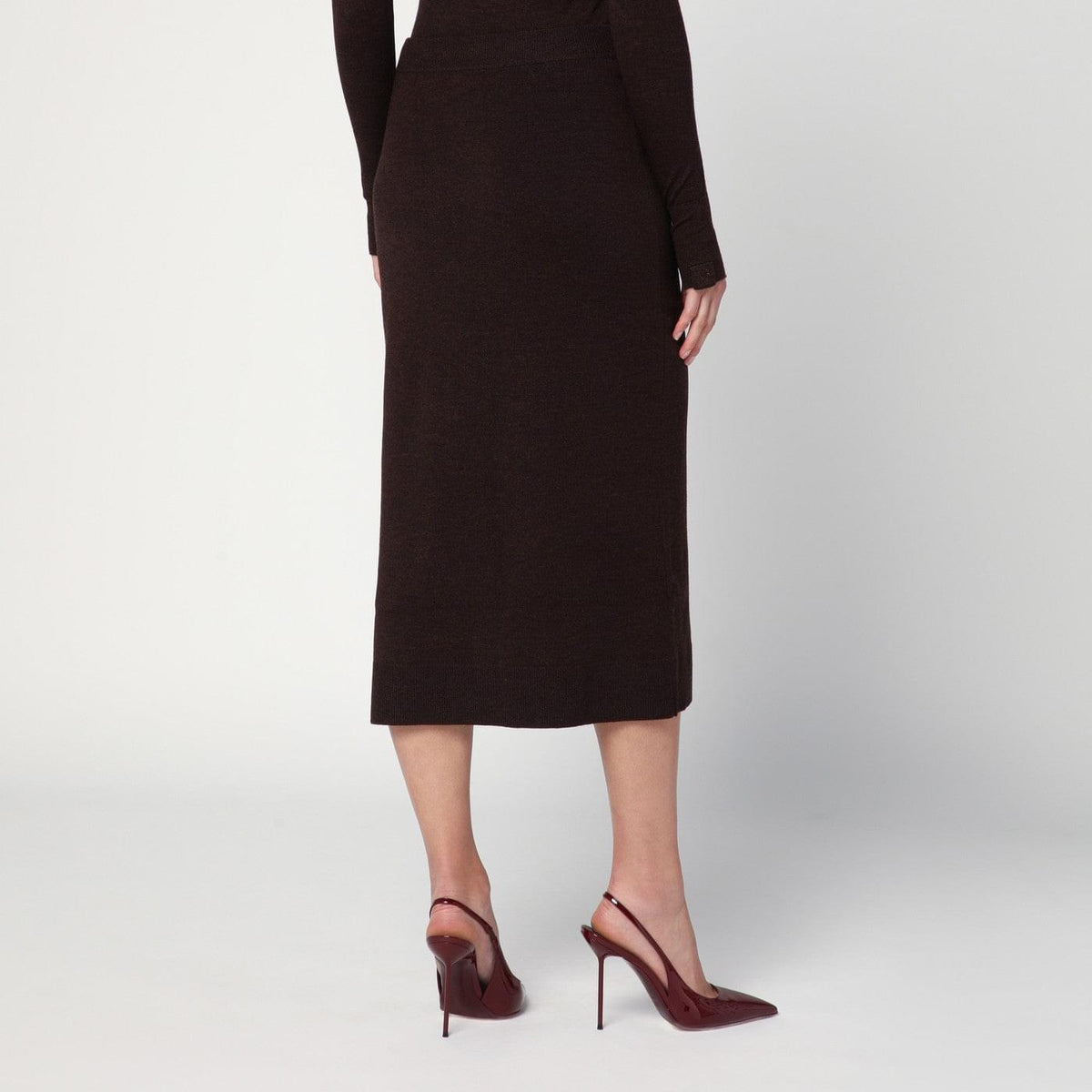 Victoria Beckham Brown Midi Skirt In Wool Blend Women VICTORIA BECKHAM