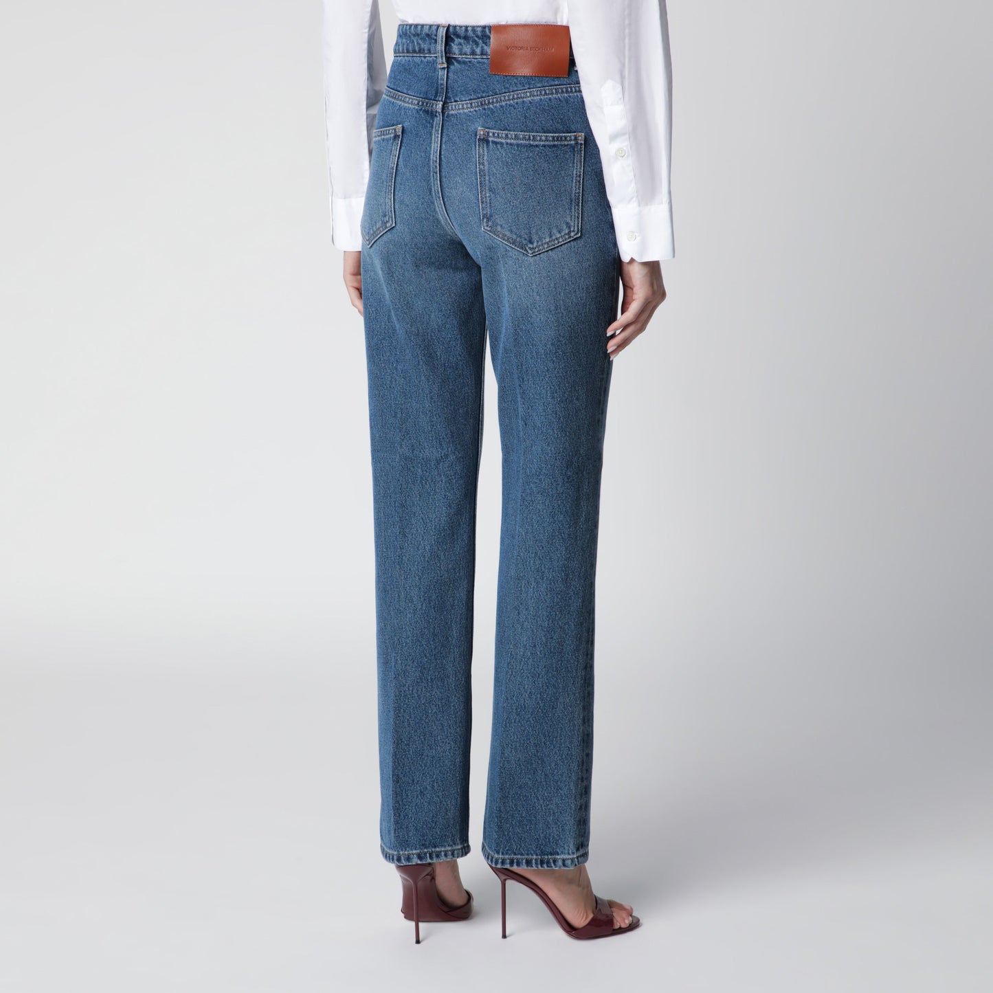 Victoria Beckham Julia Jeans In Blue Cotton Denim Women VICTORIA BECKHAM