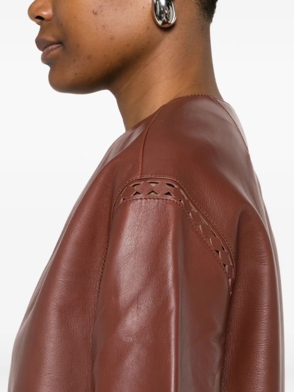 Yves Salomon Women Laser-Cut Leather Cropped Jacket YVES SALOMON