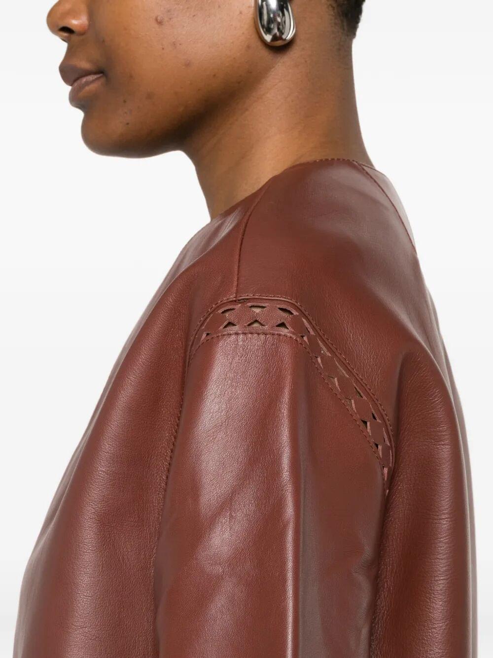 Yves Salomon Women Laser-Cut Leather Cropped Jacket YVES SALOMON