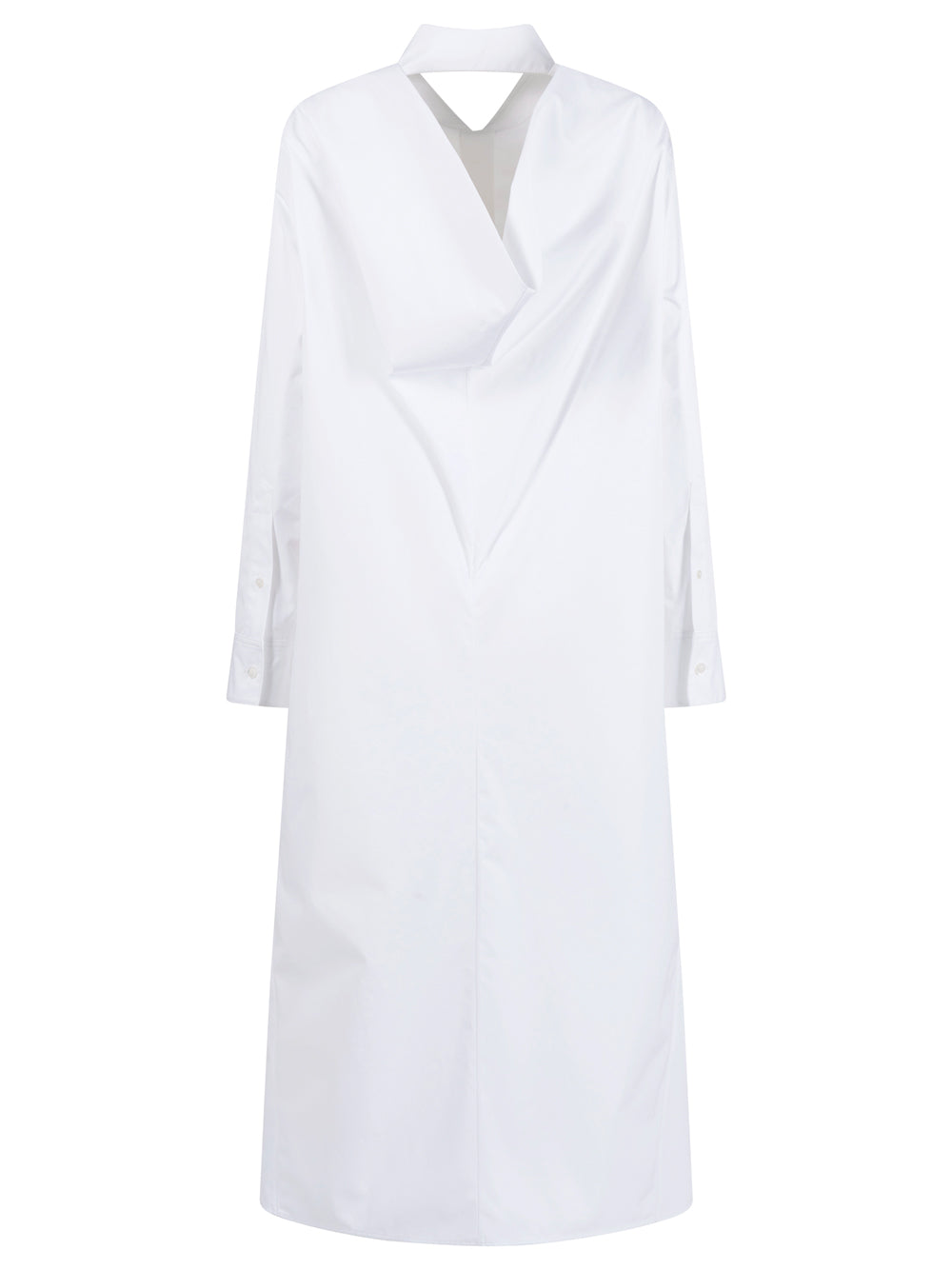 Balenciaga Women Draped Back Cotton Poplin Dress BALENCIAGA