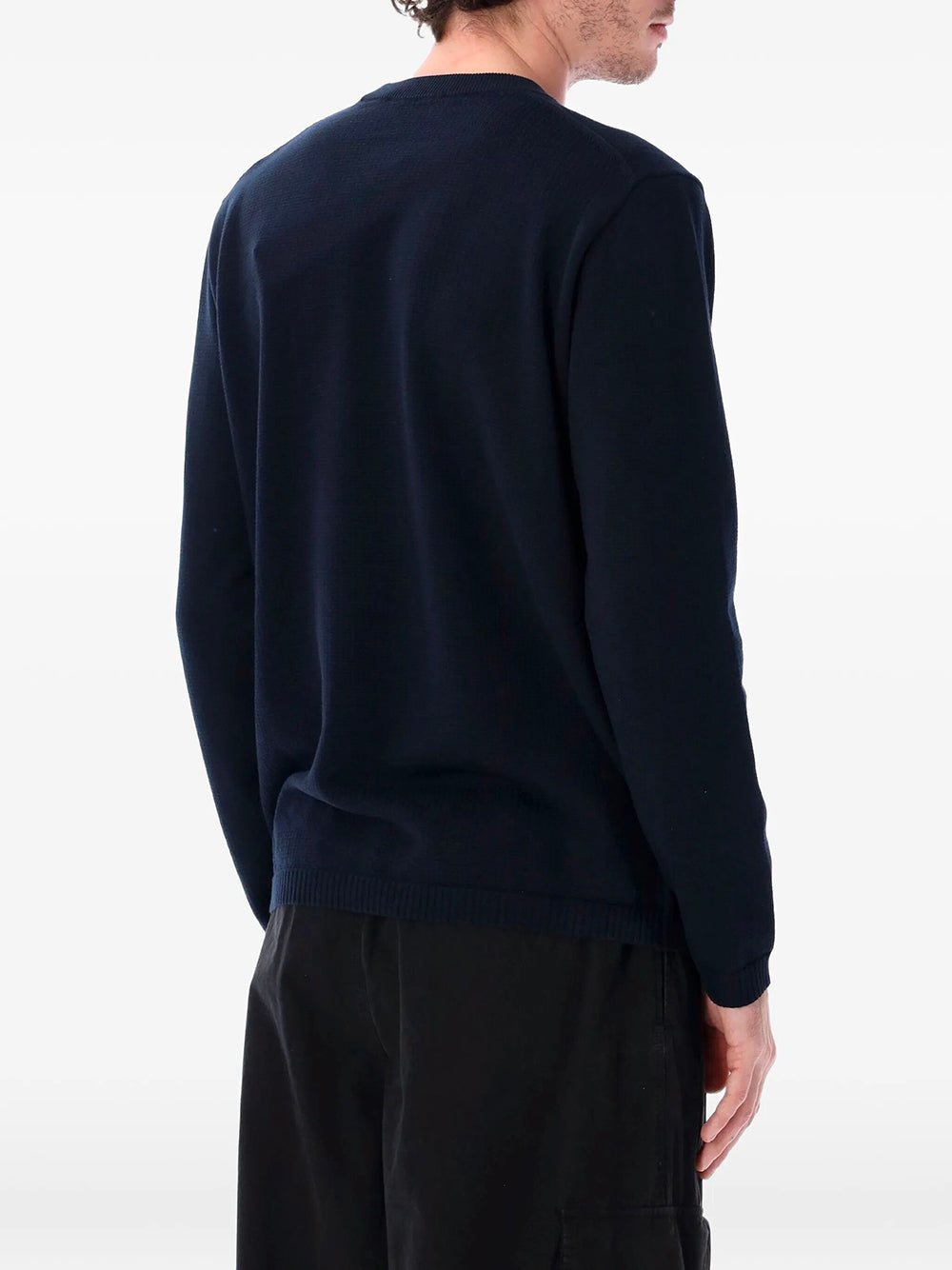 Stone Island Men Loose Fit Ribbed Cotton Crewneck Sweater
