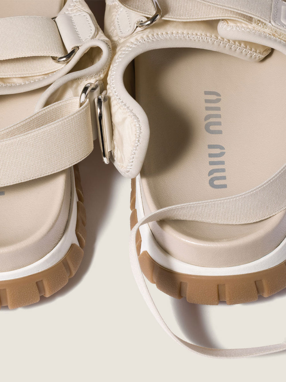 Miu Miu Women Tyre Technical Fabric And Suede Sandals MIU MIU